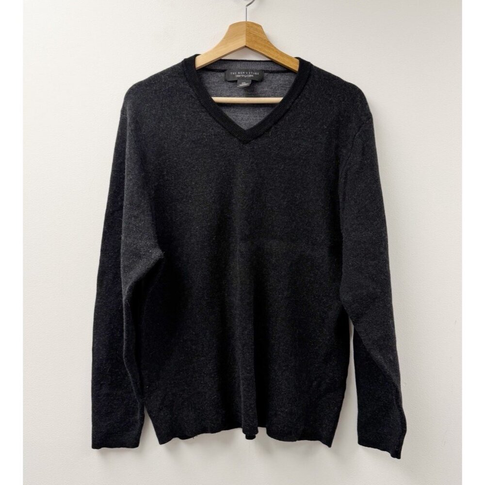 Men's Store Bloomingdales Wool Dark gray V-Neck Sweater Sz XXL